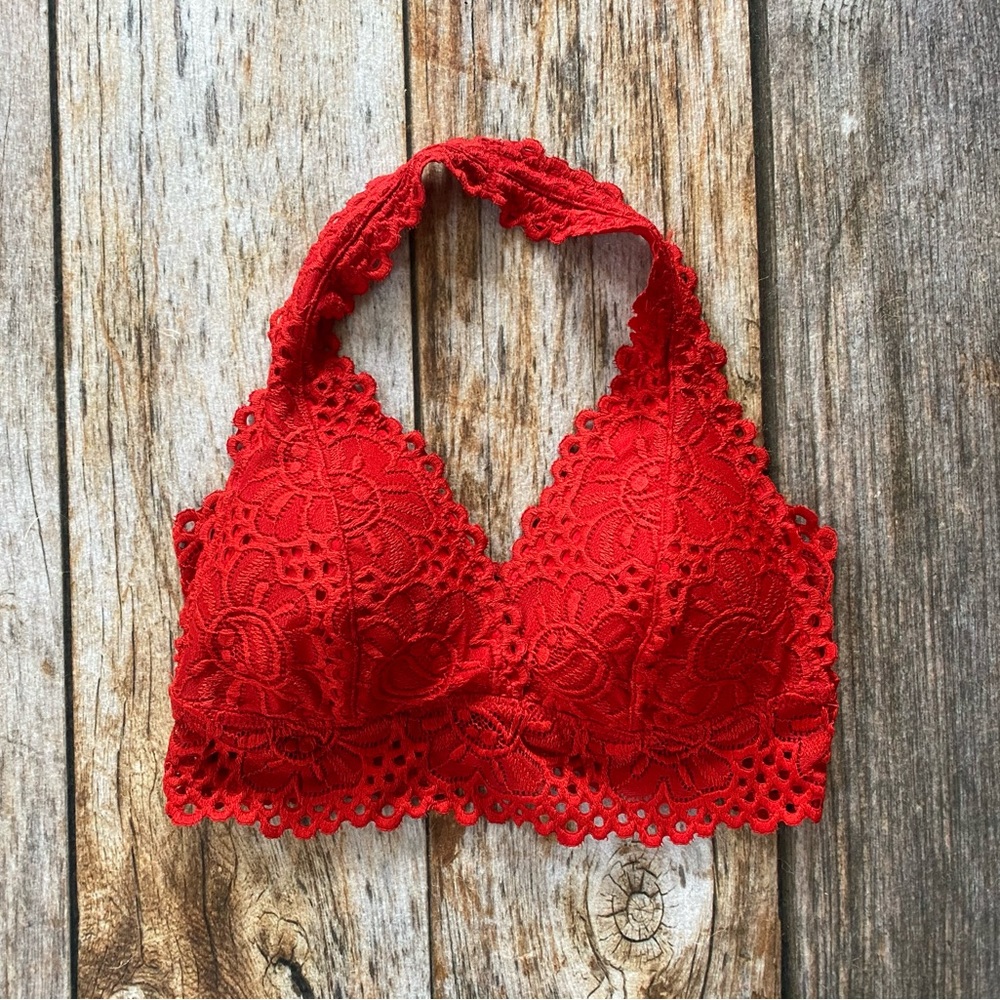 Red halter bralette